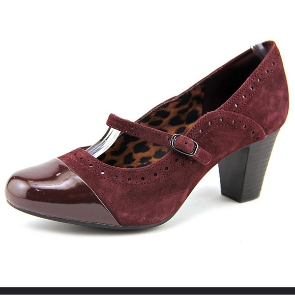 🎉✨ CLARKS WOMEN’S SAPPHIRE VASE BURGUNDY SUEDE MARY JANE PUMPS HEELS SIZE 7.5 - Picture 8 of 16